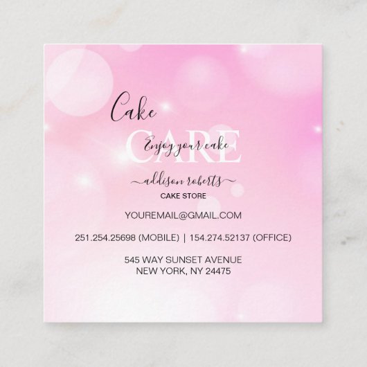 モダンピンクガーリーグラデーショ気にンブシン スクエア名刺 (裏面)