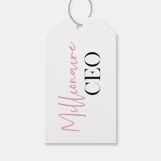 モダンピンクガールボス最高のガーリーギフトモダンギフト ギフトタグ (正面)