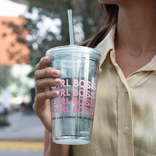 モダンピンクガールボス最高のガーリーギフト アクリルタンブラー