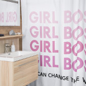 モダンピンクガールボス最高のガーリーギフト シャワーカーテン