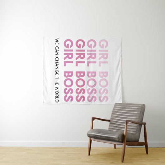 モダンピンクガールボス最高のガーリーギフト タペストリー (インサイチュ(横))