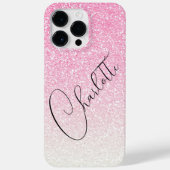モダンピンクギラギラガーリーシックなカスタムネーム Case-Mate iPhoneケース (裏面)