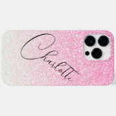 モダンピンクギラギラガーリーシックなカスタムネーム Case-Mate iPhoneケース (裏面 (横))