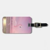 モダンピンククールフラミンゴビーチサンセット ラゲッジタグ (正面横)