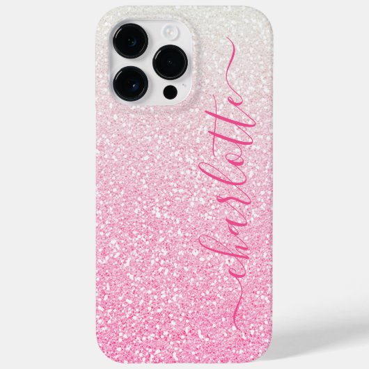 モダンピンクグリッターガーリーシックなカスタムネーム Case-Mate iPhoneケース (裏面)