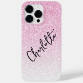 モダンピンクグリッターガーリーシックなカスタムネーム Case-Mate iPhoneケース (裏面)