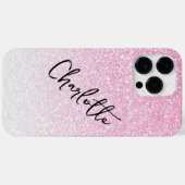 モダンピンクグリッターガーリーシックなカスタムネーム Case-Mate iPhoneケース (裏面 (横))