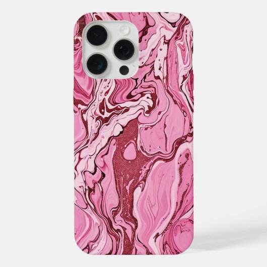 モダンピンクグリッターマーブル iPhoneケース (裏面)