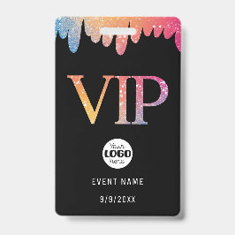 モダンピンクグリッターロゴVIP バッジ