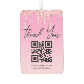 モダンピンクグリッター感謝していはqrコード カーエアーフレッシュナー (裏面)