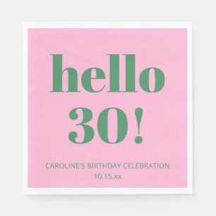 モダンピンクグリーンの太字タイポグラフィーでお祝いする30歳の誕生日 スタンダードランチョンナプキン