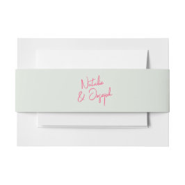 モダンピンクグリーンレトロブお洒落ライト結婚ズ 招待状ベリーバンド