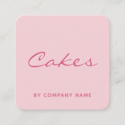 モダンピンクケーキベーカリービジネスカード スクエア名刺 (正面)
