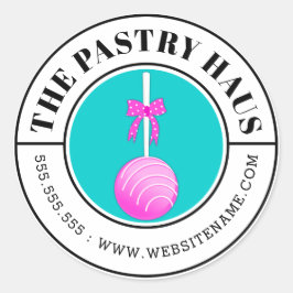 モダンピンクケーキポップ・アートの曲線文字 ラウンドシール