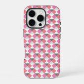モダンピンクコーラルグレー幾何学ハーレクインパターン iPhoneケース (裏面)
