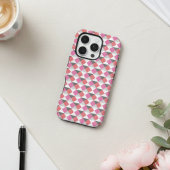モダンピンクコーラルグレー幾何学ハーレクインパターン iPhoneケース