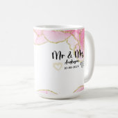 モダンピンクゴールドの夫婦 コーヒーマグカップ (正面右)