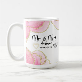 モダンピンクゴールドの夫婦 コーヒーマグカップ