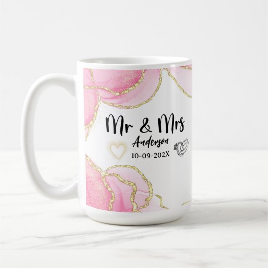 モダンピンクゴールドの夫婦 コーヒーマグカップ (左)