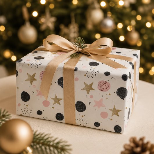 モダンピンクゴールド抽象クリスマス包装紙 ラッピングペーパー
