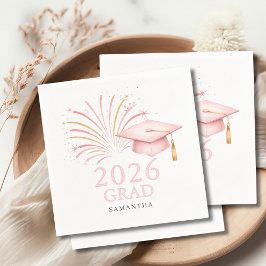 モダンピンクゴールド 2026年卒業 スタンダードカクテルナプキン