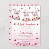 モダンピンクシンプルボホ服女の子ベビーシャワー 招待状 (正面/裏面)