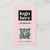 モダンピンクシンプルQRコードビジネス ロゴ 名刺 (正面)