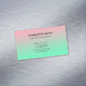 モダンピンクスタイリッシュと緑のグラデーションのカスタマイズ可能 マグネット名刺 (インサイチュ)