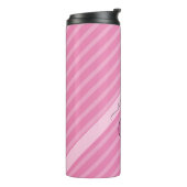 モダンピンクストライプのテニステーマ書名 タンブラー (回転左)
