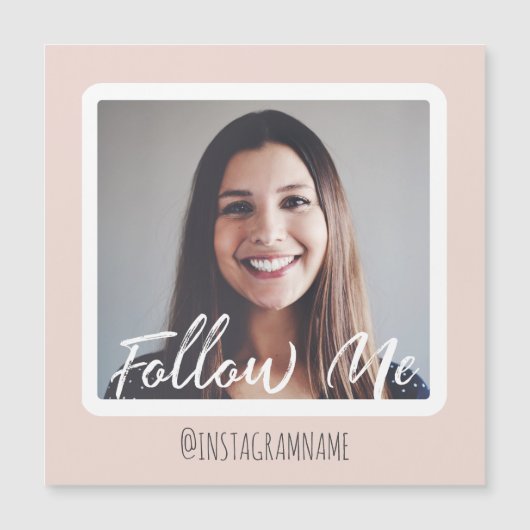 モダンピンクソーシャル後を追メディアMeフォトマグネット (正面)