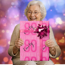 モダンピンクタイポグラフィー 80歳の誕生日