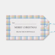 モダンピンクチェッククリスマスギフトタグ