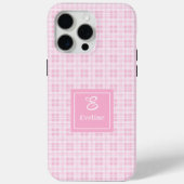 モダンピンクチェックiPhoneケース おしゃれなカスタムネーム Case-Mate iPhoneケース (裏面)
