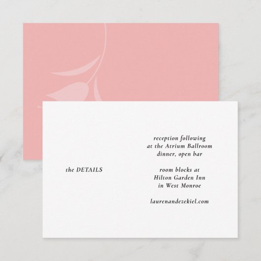 モダンピンクチューリップウェディング エンクロージャーカード (正面/裏面)