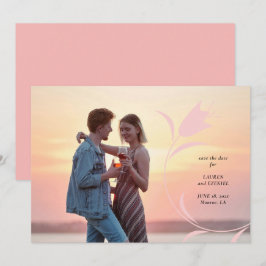 モダンピンクチューリップウェディング セーブザデート 招待状