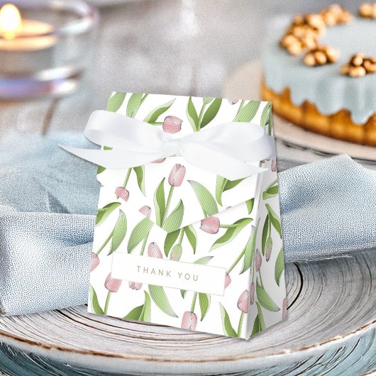 モダンピンクチューリップ感謝パーティー フェイバーボックス