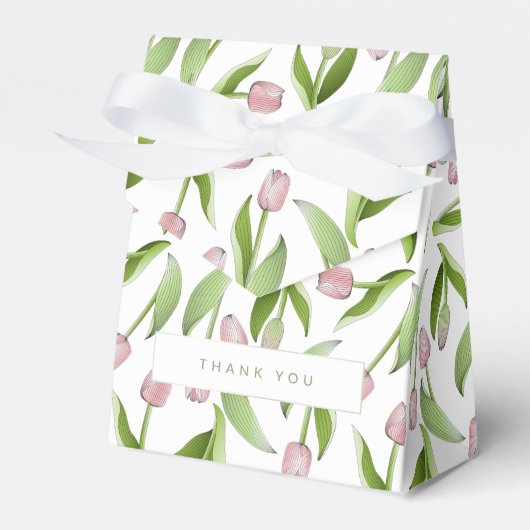 モダンピンクチューリップ感謝パーティー フェイバーボックス (正面サイド)