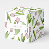 モダンピンクチューリップ花ありがとうパーティー フェイバーボックス (正面サイド)