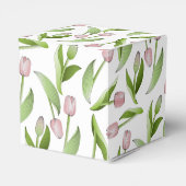 モダンピンクチューリップ花ありがとうパーティー フェイバーボックス (裏面サイド)