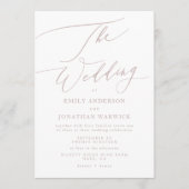 モダンピンクトープ書シンプル道結婚の 招待状 (正面)