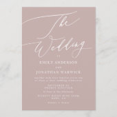 モダンピンクトープ書シンプル道結婚の 招待状 (正面)