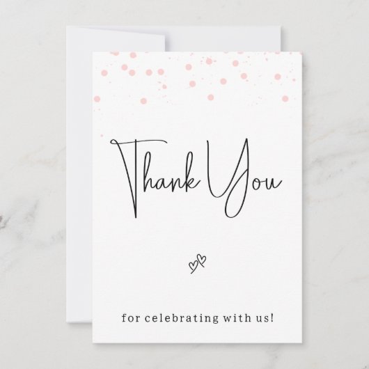 モダンピンクドットありがとうごサイン 招待状 (正面)