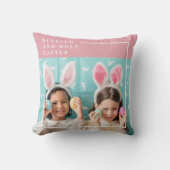 モダンピンクハッ賛美プイースター |写真のギフト クッション (正面)