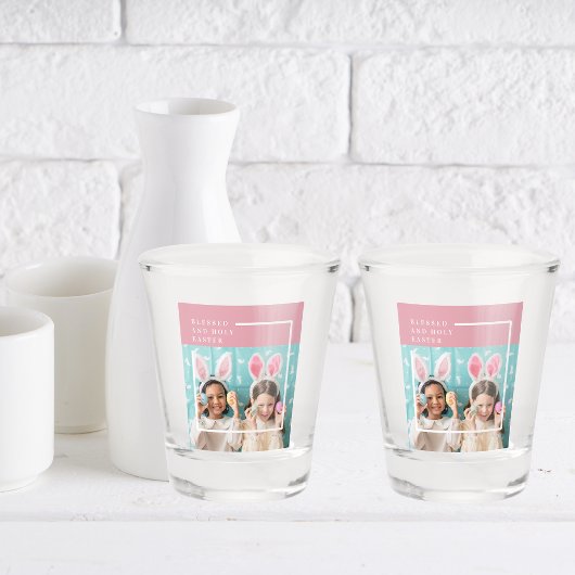 モダンピンクハッ賛美プイースター |写真のギフト ショットグラス