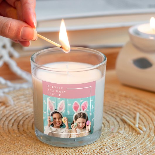 モダンピンクハッ賛美プイースター |写真のギフト スクエアシール