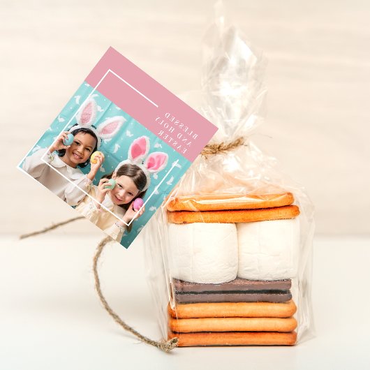 モダンピンクハッ賛美プイースター |写真のギフト フェイバータグ