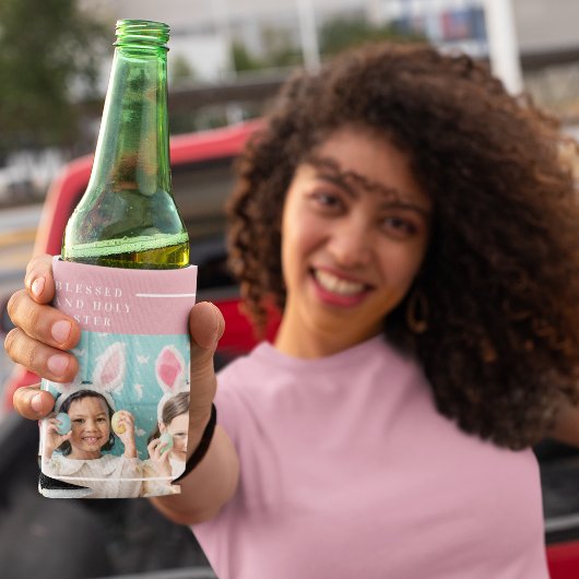 モダンピンクハッ賛美プイースター |写真のギフト 缶クーラー