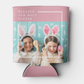 モダンピンクハッ賛美プイースター |写真のギフト 缶クーラー (正面)