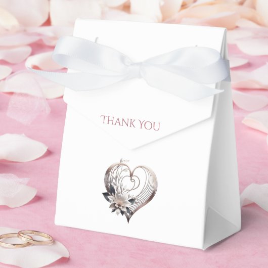 モダンピンクハートお花結婚付き フェイバーボックス (ウェディング)