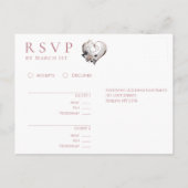 モダンピンクハートと花 – RSVP-結婚s- ポストカード (裏面)